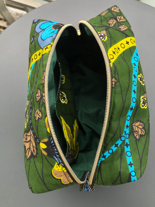Trousse de toilette Fleurie verte
