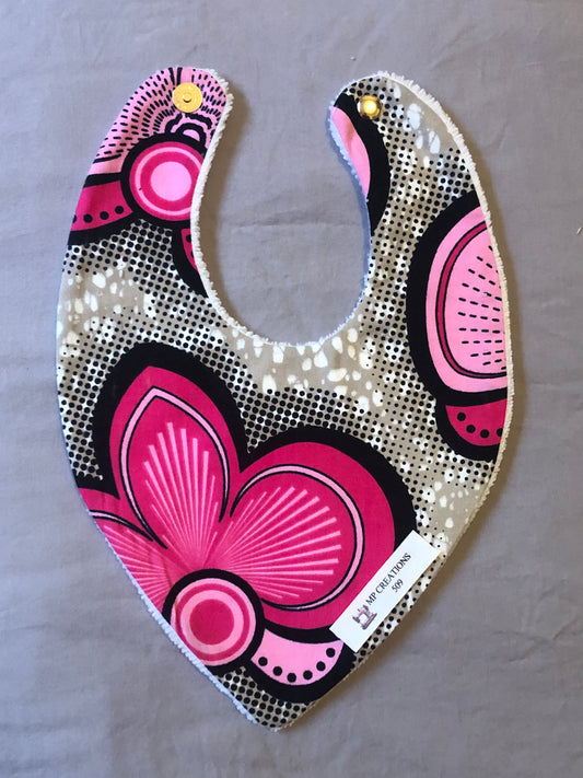 Bavoir bandana Fleurs roses