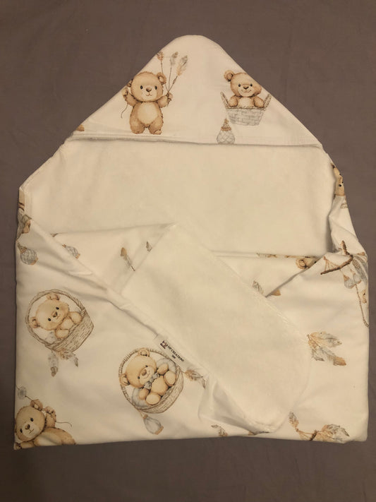 Lot Cape de bain et couverture oursons + attache tétine Mickey