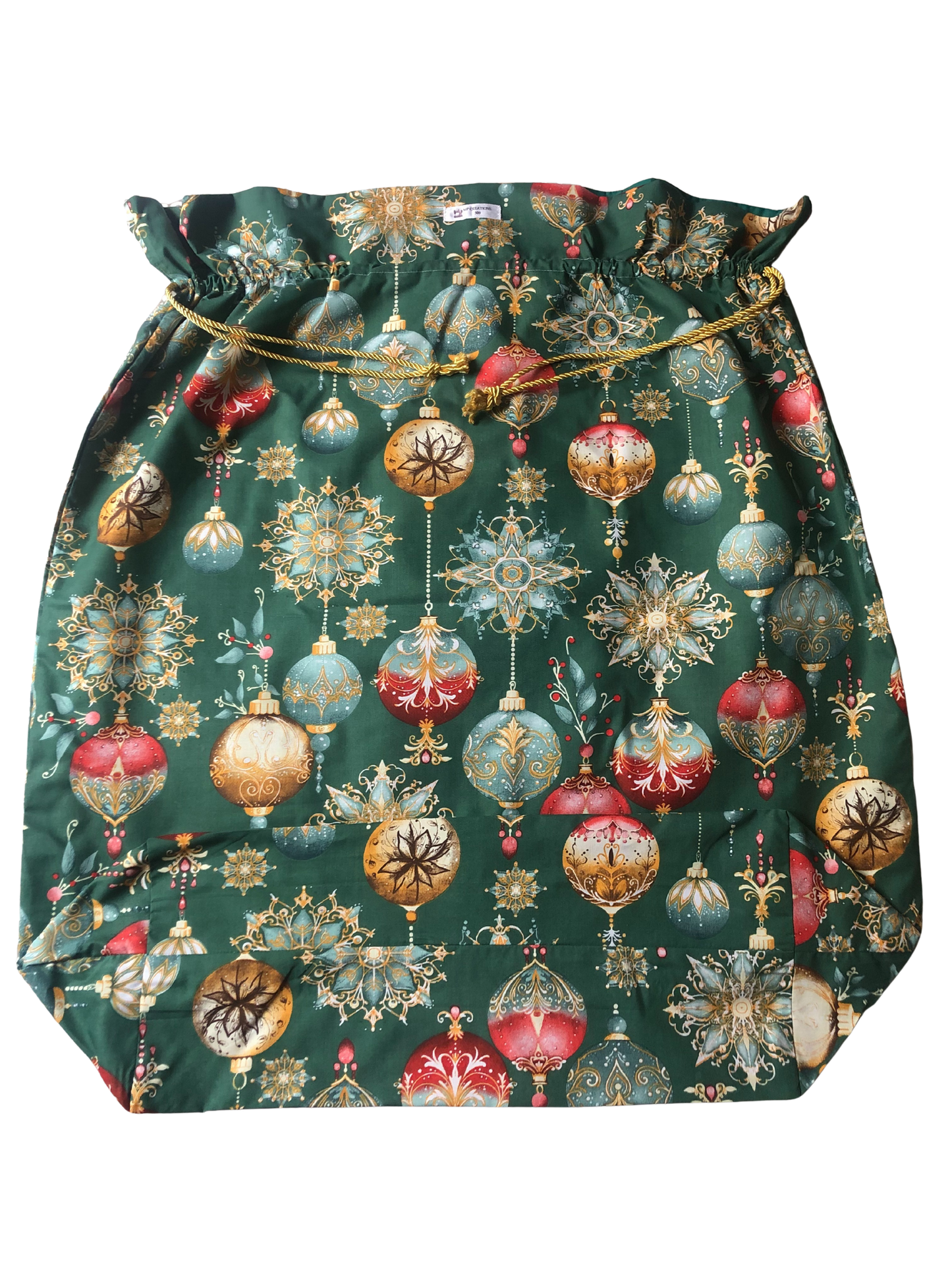 Sac à cadeaux vert boules de Noël